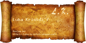 Luka Kristóf névjegykártya